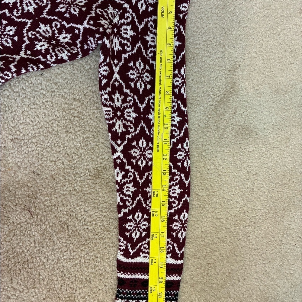 Appleseed's Maroon and White Fair Isle Zip Up Cardigan- PM - Picture 9 of 13